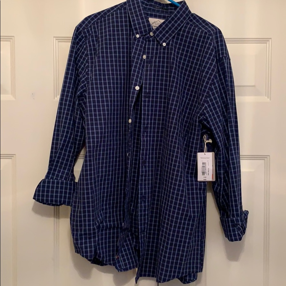 Navy blue button down shirt